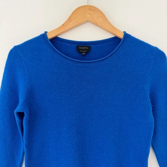 100% Cashmere Crewneck Sweater in Royal Blue by Talbots, Size XS, Like New - Picture 9 of 12